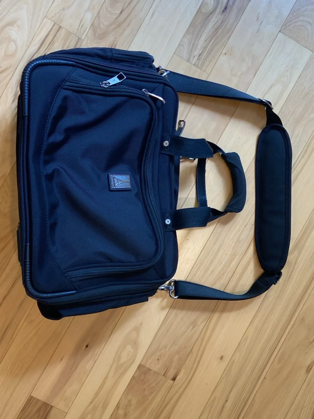 Black Men's Laptop Briefcase with Padded Shoulder Strap